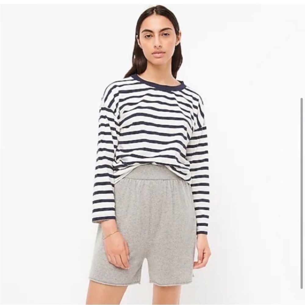 NWT J. Crew Essential Wide Sleeve T Shirt Top Stripe Blue White Preppy Cotton L